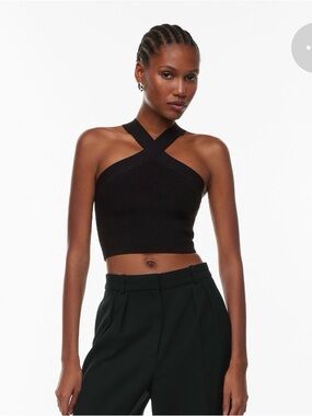 Babaton | Sculpt Knit Criss Cross Cropped Tank Rib-knit cross-front halter top
